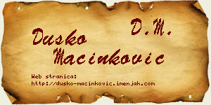 Duško Mačinković vizit kartica